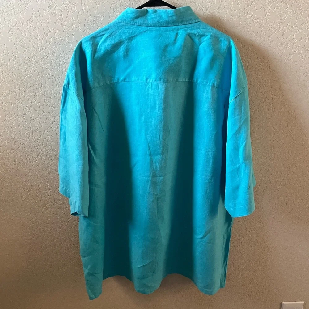 Visitor Men’s Linen Shirt | 3X | Blue | Short Sleeve | Big & Tall | Like New - Picture 4 of 4